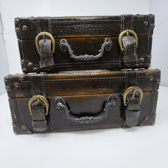 Vintage Stacking Trunks, Antique Decor Storage